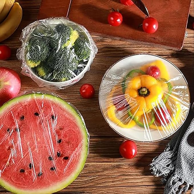 أغطية أطباق بلاستيكية مرنة (100 قطعة)