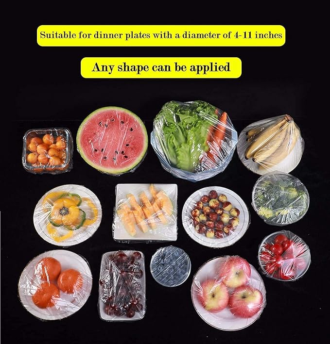 أغطية أطباق بلاستيكية مرنة (100 قطعة)